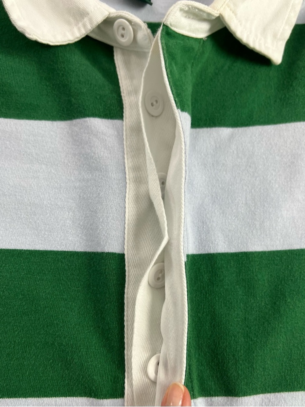J. Crew Always Green, Blue & White Long Sleeve Rugby Polo Shirt - Picture 5 of 11